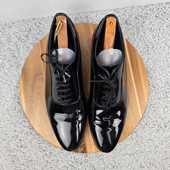 SuitSupply Mens US10.5 Black Patent Leather Plain Toe Oxford Tuxedo Dress Shoe main image 5
